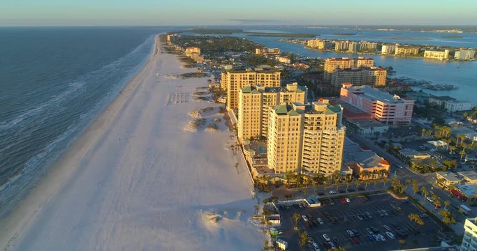 Aerial drone shot Clearwater Mandalay Beach Club Condos
