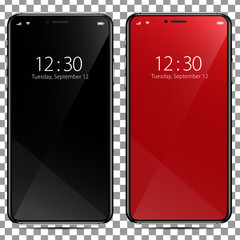 Realistic new black smartphone isolated in a transparancy background. To present your application