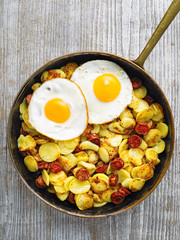 pan of rustic sausage potato hash