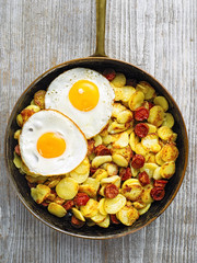 pan of rustic sausage potato hash