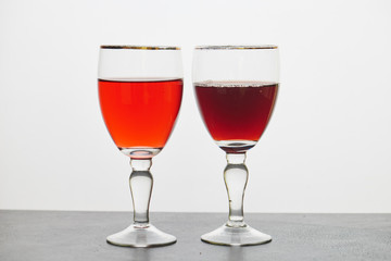 the wine in two glasses