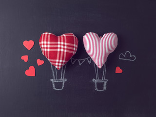 Valentines day concept with heart air balloons