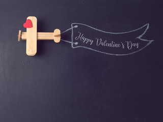 Valentines day concept with airplane toy