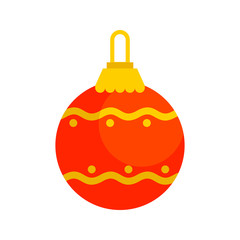 Red Decorative Christmas Ball Vector Illustration