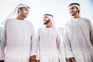Arabian businessmen meeting outdoors