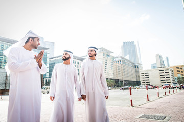 Arabian businessmen meeting outdoors