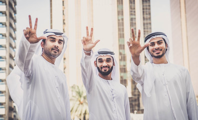 Arabian businessmen meeting outdoors