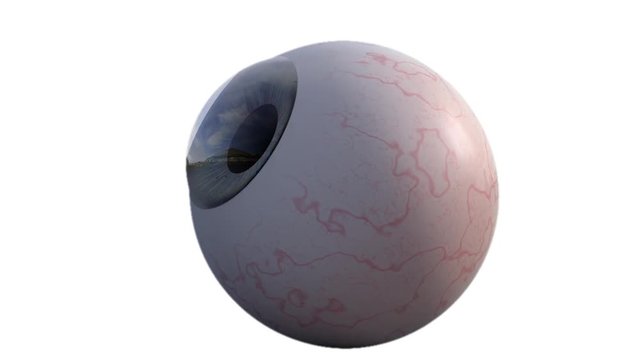 3D animation - Blue human eye isolated on white background.