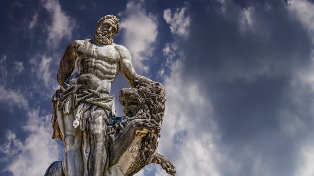 Time lapse statue of hercules oberschleissheim near munich