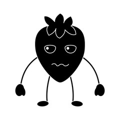 strawberry serious fruit kawaii icon image vector illustration design  black and white