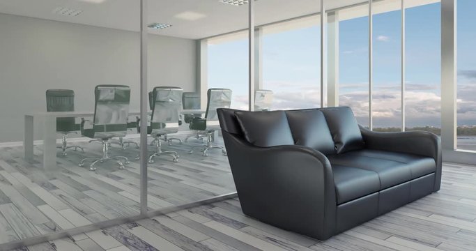 4k. Modern office Cabinet. Meeting room. 3D rendering.  