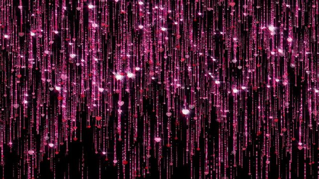 Valentines day violet, purple and red hearts glitter sparkles on dark background. Valentines day