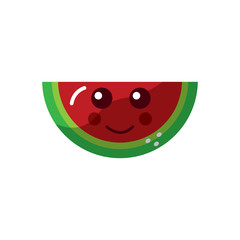 Obraz premium watermelon happy fruit kawaii icon image vector illustration design 