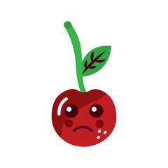 cherry sad fruit kawaii icon image vector illustration design 