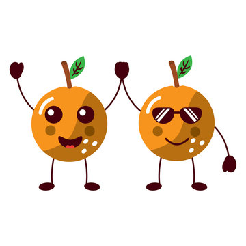 orange happy sunglasses fruit kawaii icon image vector illustration design 