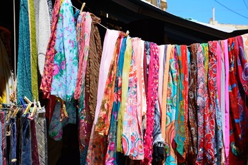 Tourist clothes shop in the town centre, Rabat, Gozo, Malta.