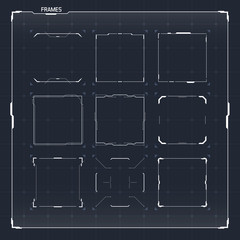 Sci Fi Futuristic User Interface Square Frames Blocks Set. Abstract HUD