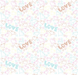 Seamless pattern with word love- illustration. The words blue