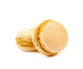 Two macaron cookies isolated