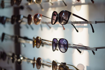 Fancy sunglasses in a store.