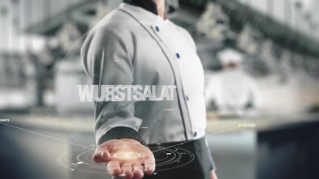 Chef holding in hand Wurstsalat