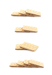 Pile of chocolate wafers isolated