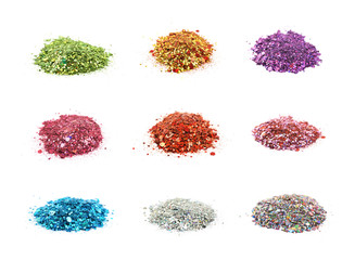 Pile of colorful sequins isolated