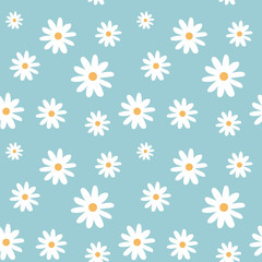 chamomile on a light blue color pastel background pattern seamless vector - 188960343