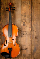 Fototapeta na wymiar violin in wood background