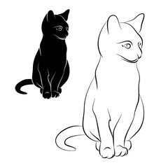 cat silhouette on white background