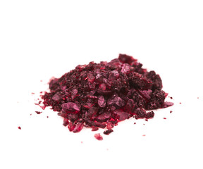 Pile of colored salt crystals isolated