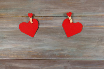 heart. felt. wooden background. lovers