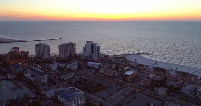 Opal Sands Resort Clearwater Florida aerial video at sunset