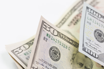 Macro shot of fifty dollars bill 