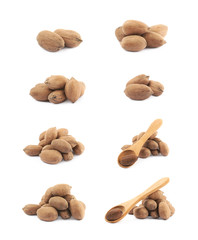 Pile of pecan nuts isolated