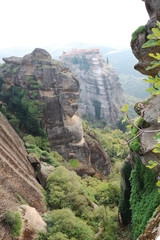 Amazing structure on the rocks. Meteora, Greece/ Orthodox churches the early Christians built on rock that would protect them from  infidels, From travels in Mediterranean