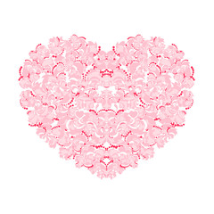 Beautiful pink heart on a white background. Elegant element design.