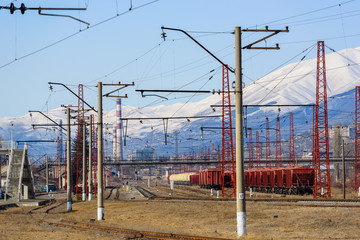 Obraz premium Landscape with railroad tracks, Vanadzor