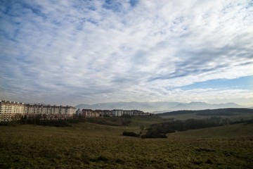 Meadow with the view to the Zilina city. Slovakia