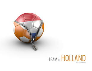 Fototapeta premium Soccer ball with Holland flag isolated on white background. 3d Illustration