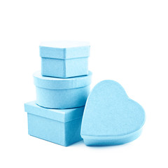 Pile of paper gift boxes isolated