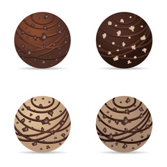 chocolate nuts ball dark and white illustration set two