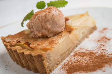 Piece of vegan raw cacke, close up