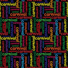 Seamless repeating pattern with colored carnival inscriptions