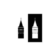 Fototapeta na wymiar Black and white Galata Tower icon
