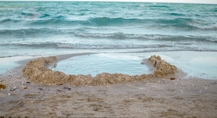 view of the sand and water at the beach