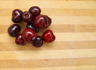 cherry, on a wooden board