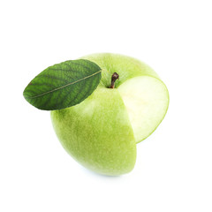 Green sliced apple isolated