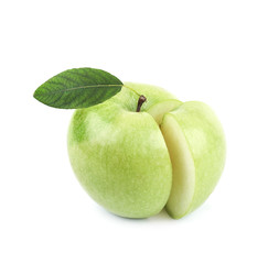 Green sliced apple isolated