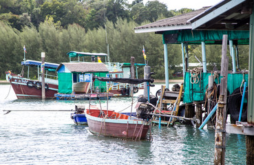 Fototapeta na wymiar fisherman's Bay, rural flavor in Thailand, the life of a fisherman
